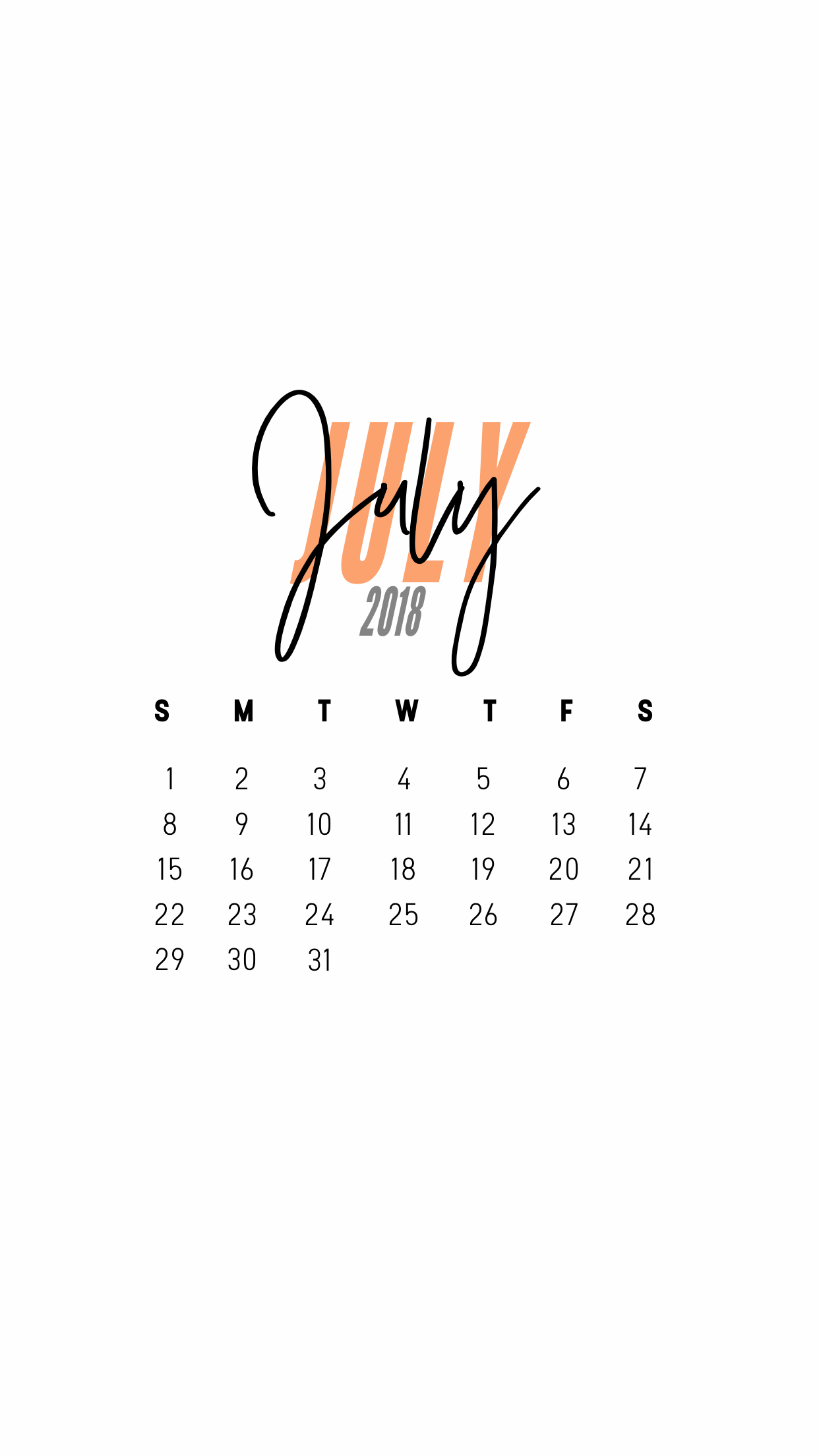 cute july calendar 2018