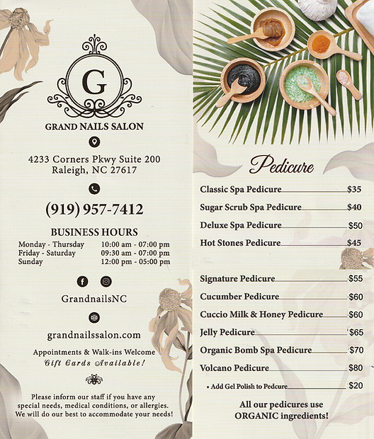 grand nail salon prices