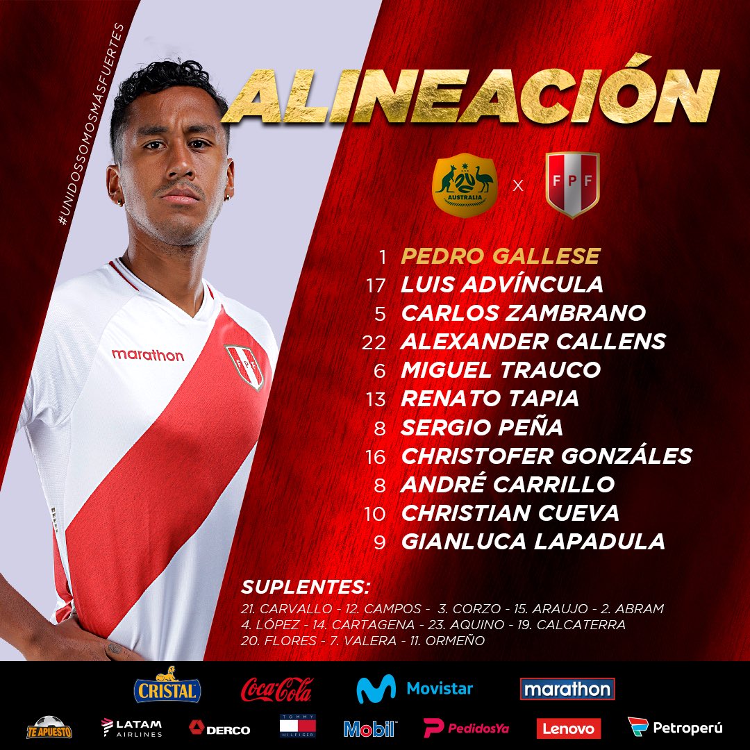 alineacion de peru vs australia