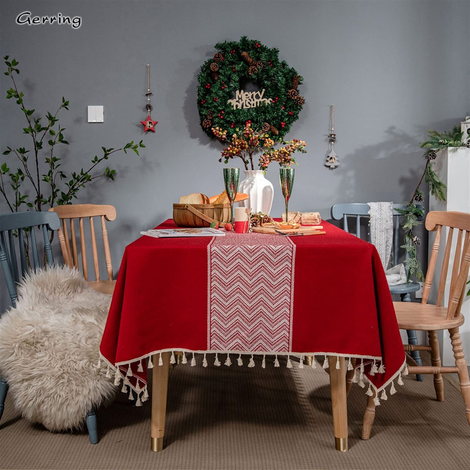 mantel rojo para mesa