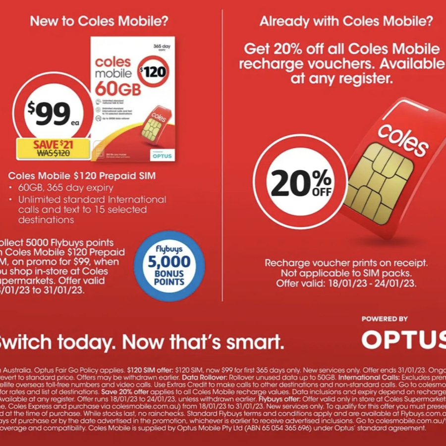 coles sim card plans