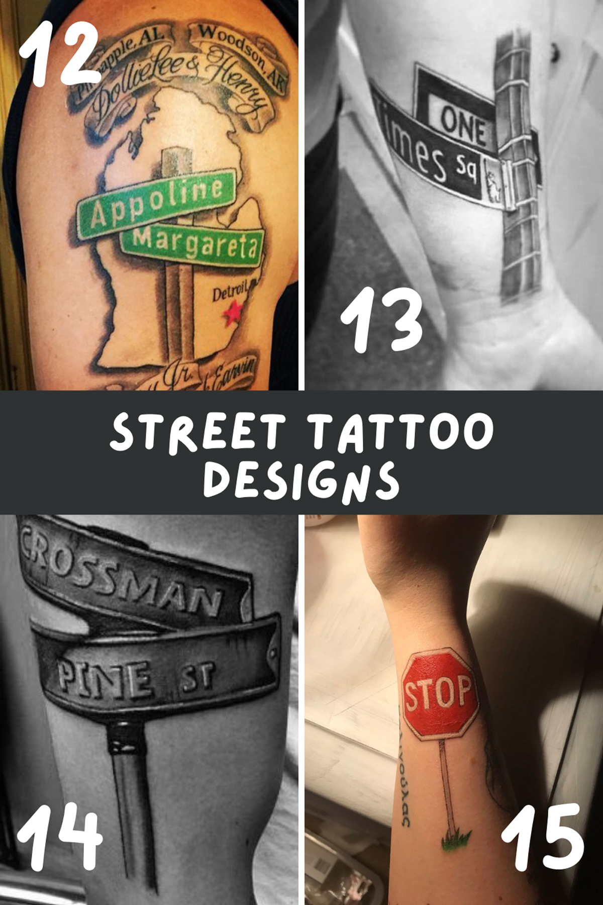 street sign tattoo