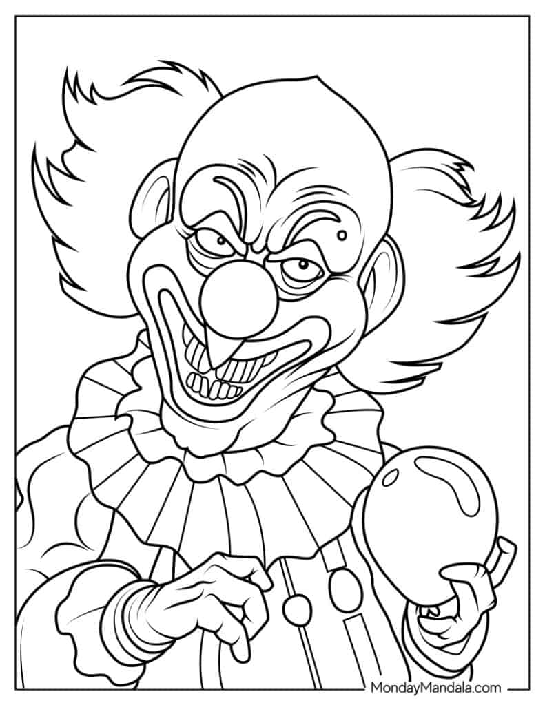 scary clown coloring pictures