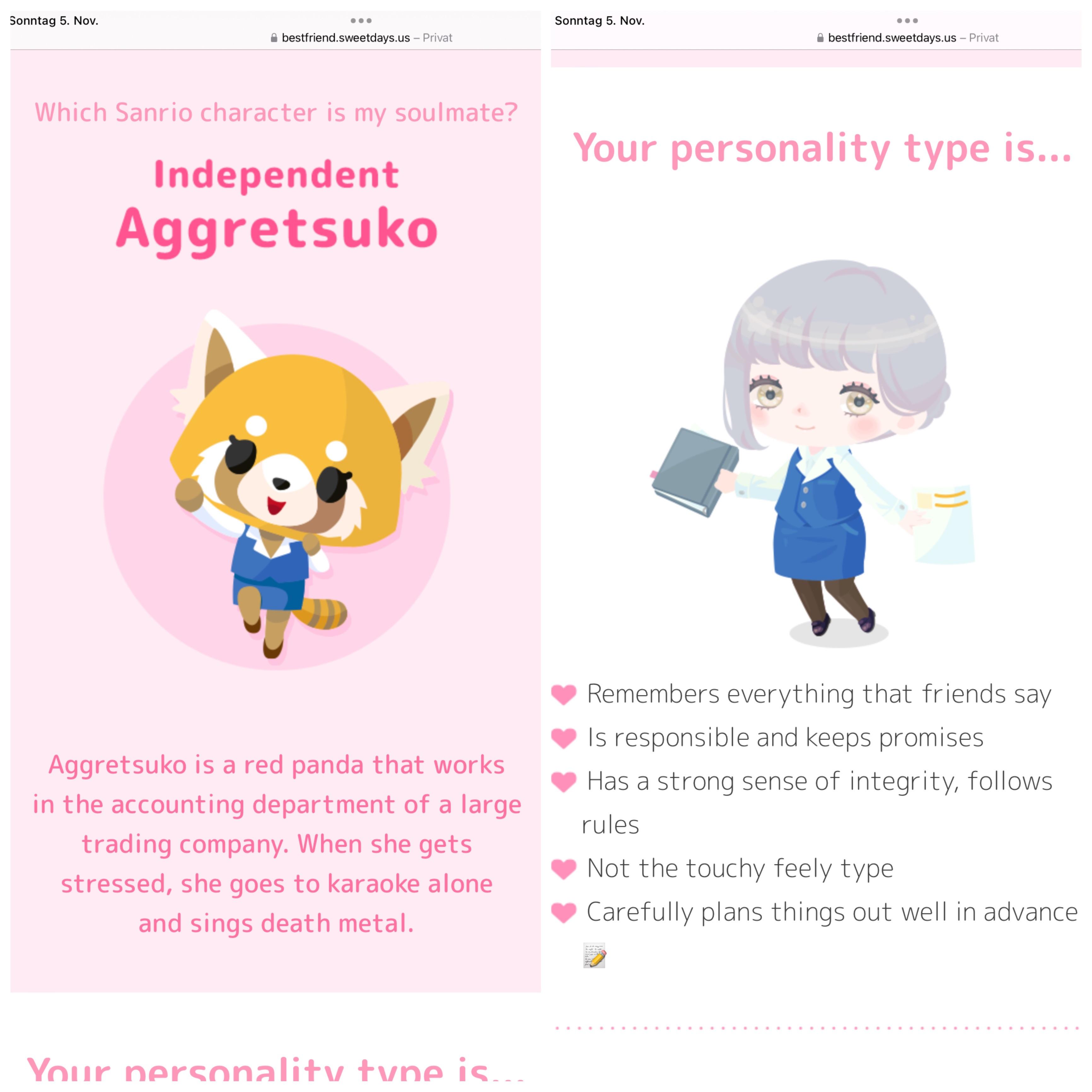 sanrio characters mbti