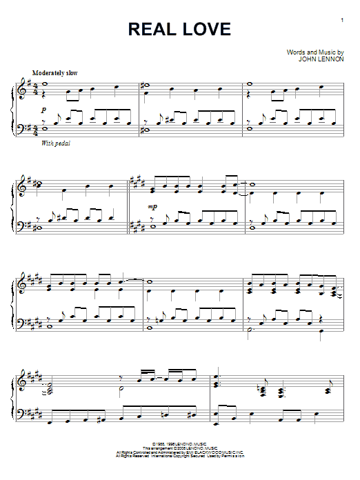 real love piano sheet