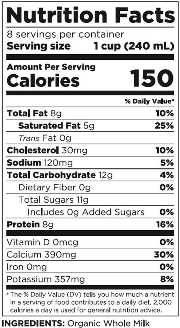 1 cup full fat milk calories