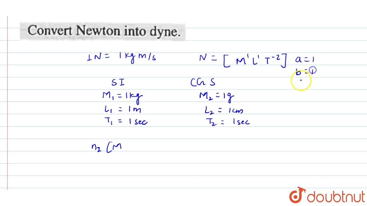 1 newton equals to how much dyne