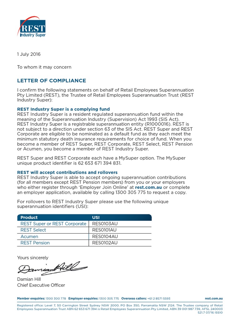 rest superannuation product identification number