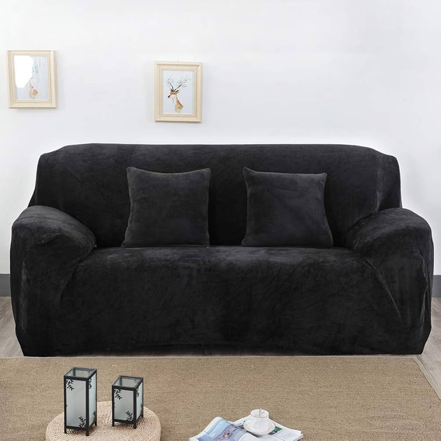 black sofa slipcover