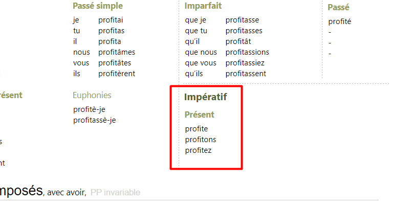 conjugaison verbe profiter