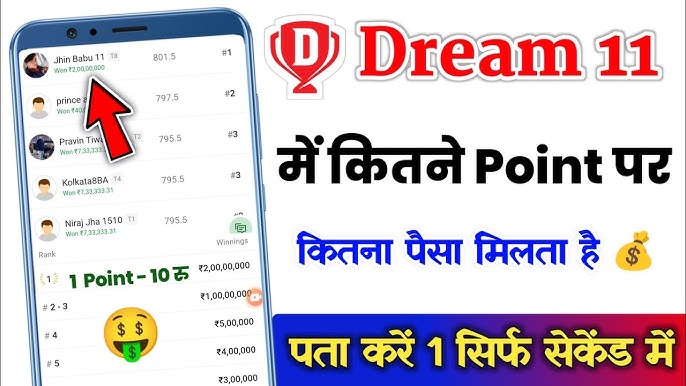 dream11 1 point value in rupees