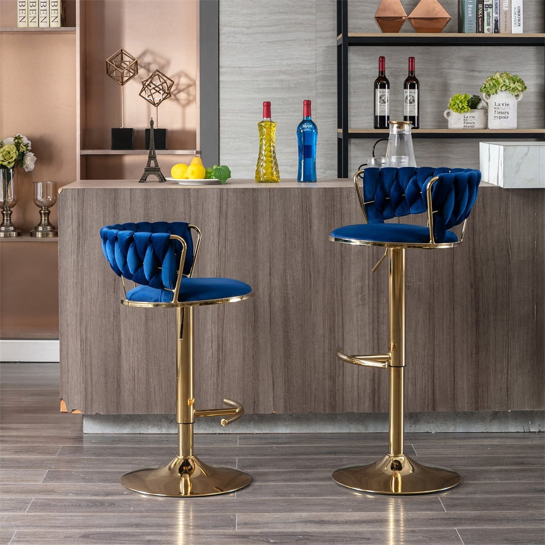 blue and gold barstools