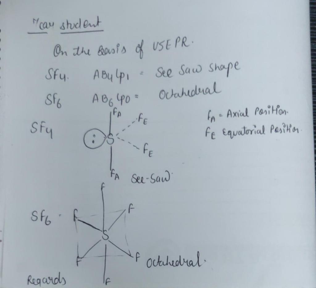 shape of sf4 according to vsepr theory