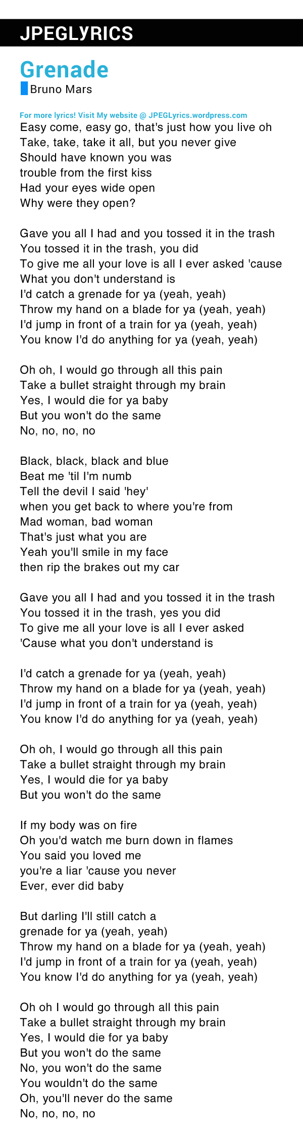 bruno mars grenade lyrics