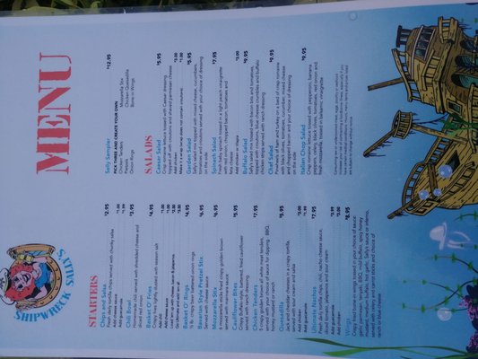 shipwreck sallys liki tiki menu