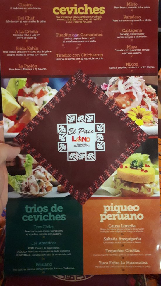 restaurante mexicano el paso menú