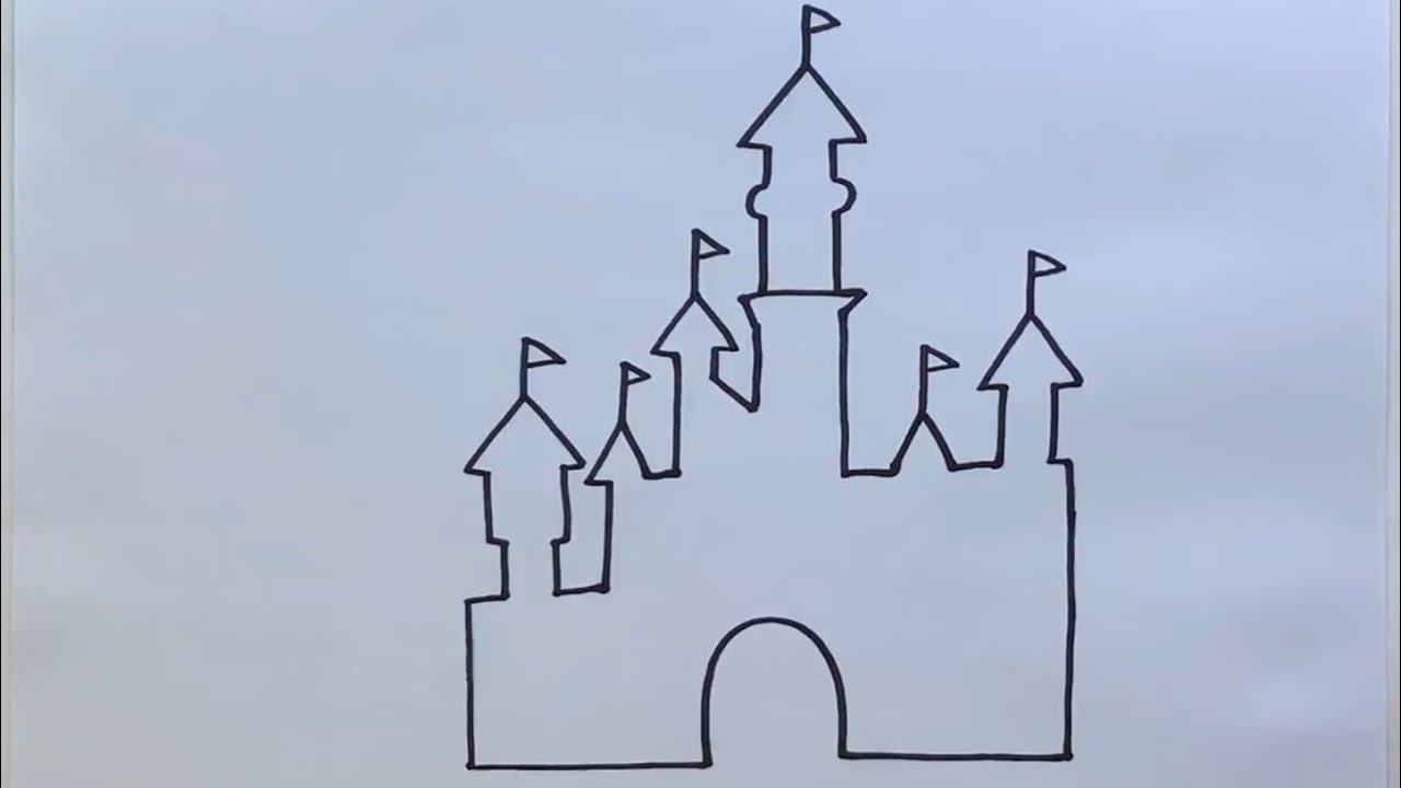 cartoon disney castle drawing