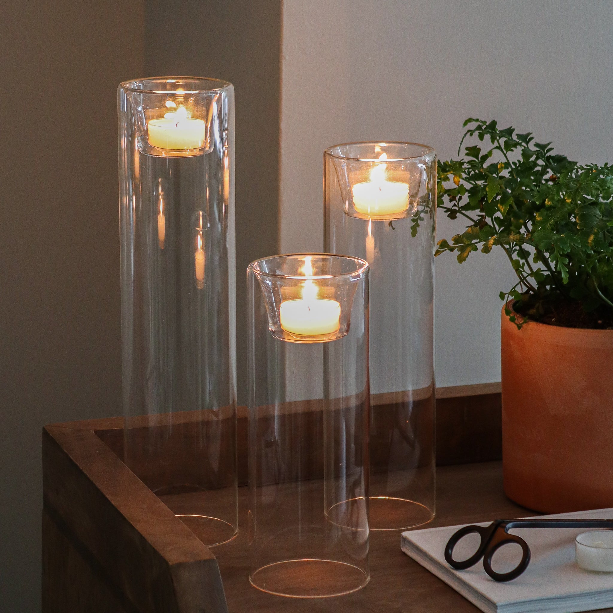 tall glass candle holders