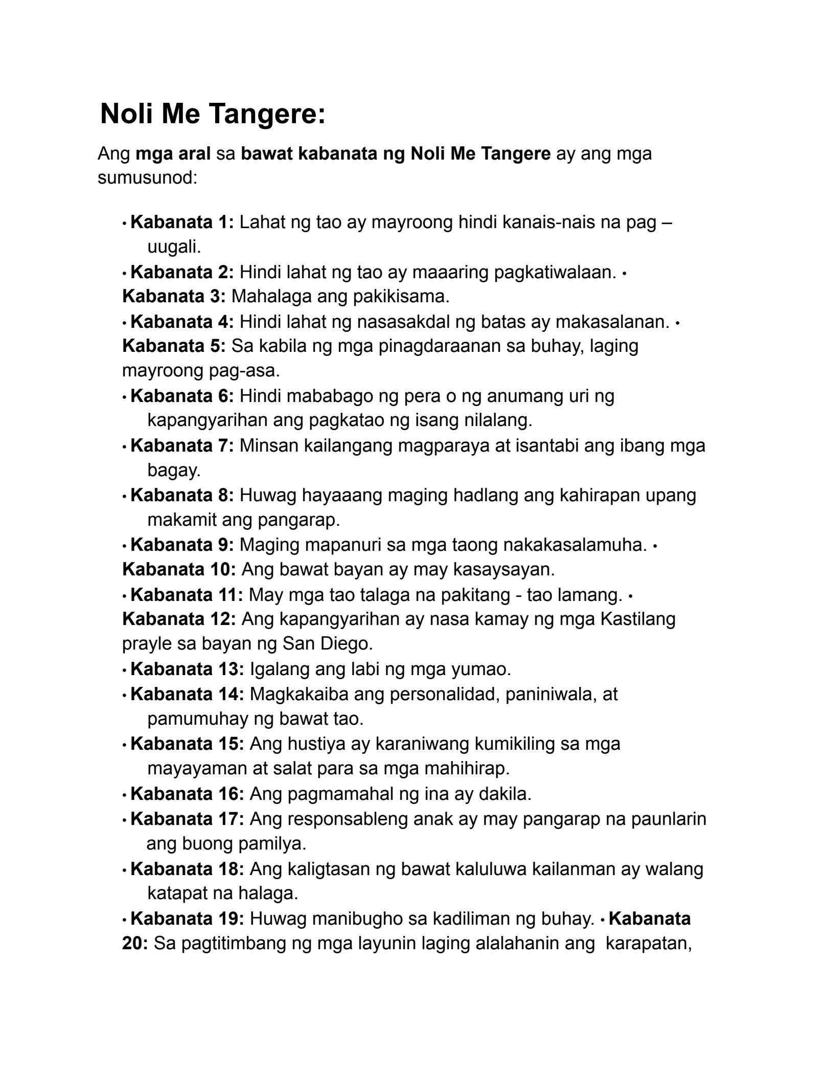 aral sa kabanata 11 ng noli me tangere