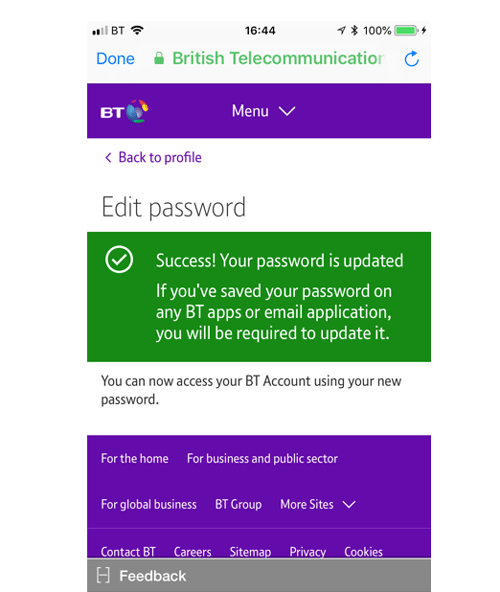 how do you change your bt email password