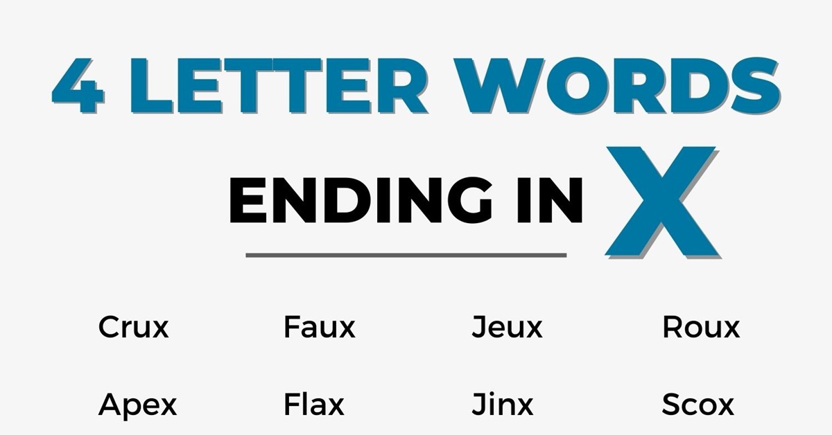 4 letter words ending in x