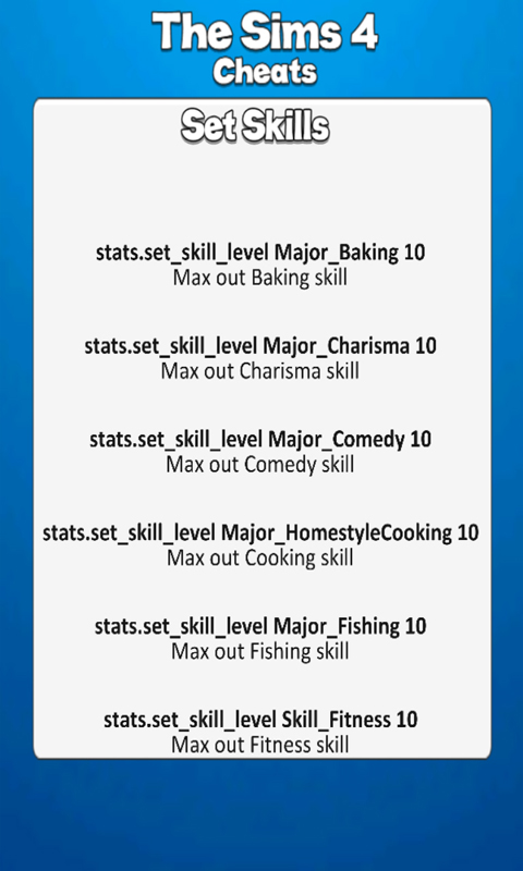 sims 4 pc skills cheat