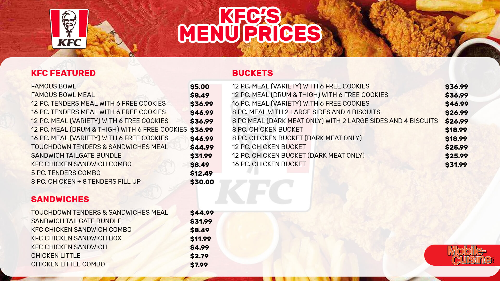 kfc menu near me