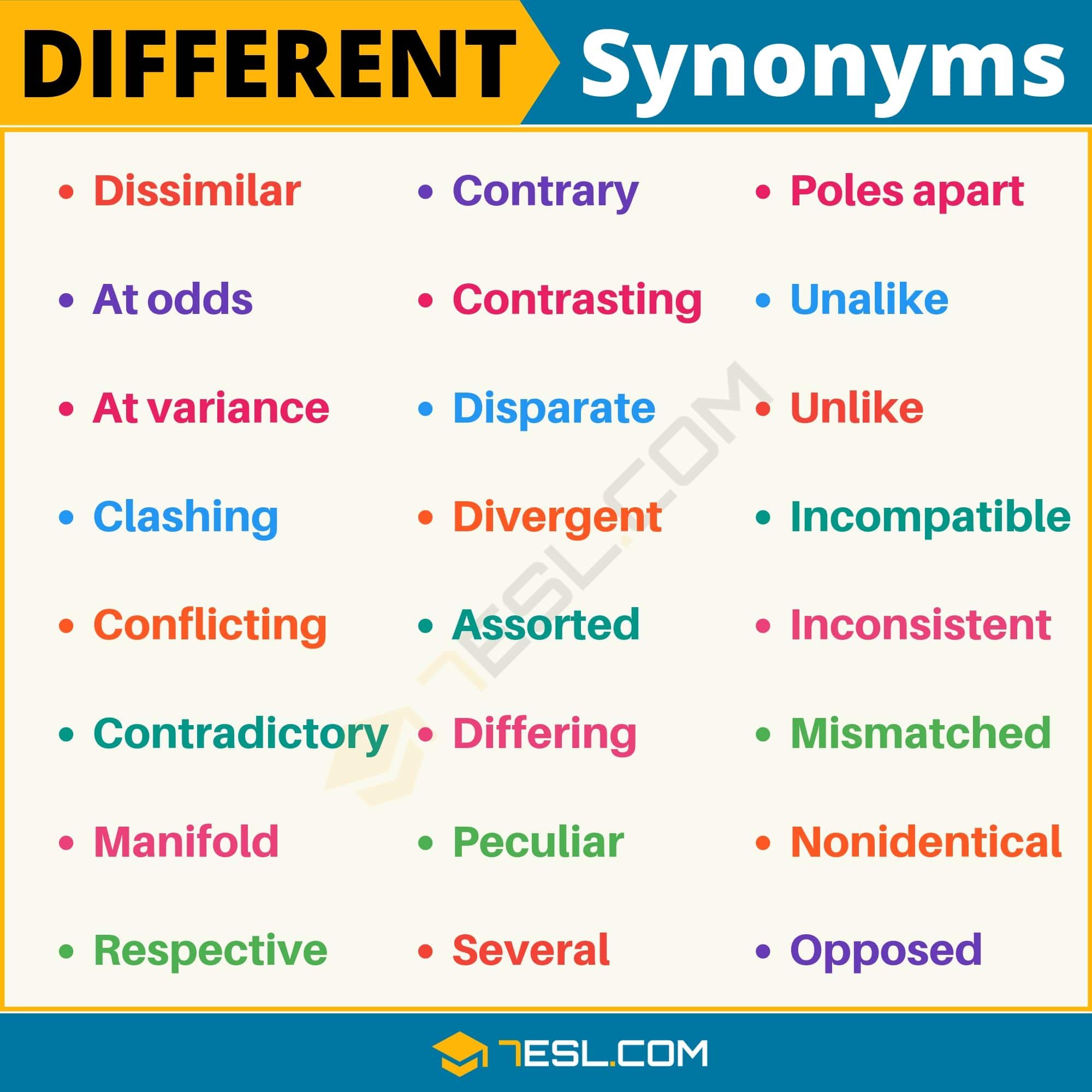 synonyms of different