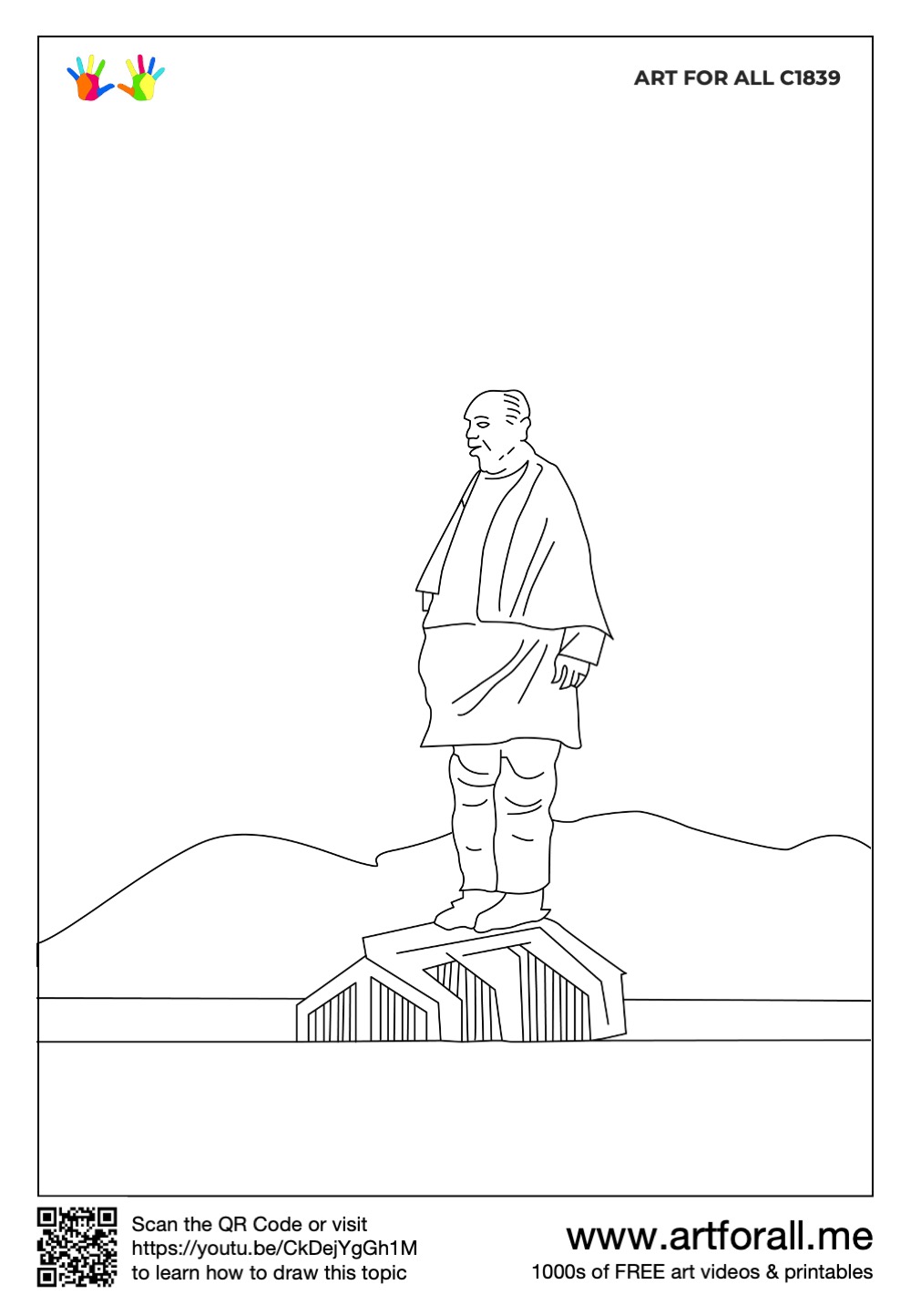 statue of unity drawing easy