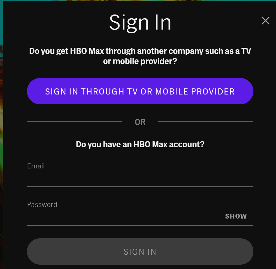 hbmax.com tv sign in code