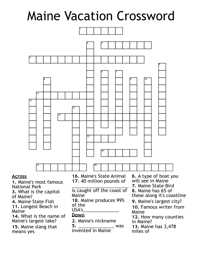 maine national park crossword clue