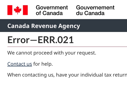 err.021 on cra website