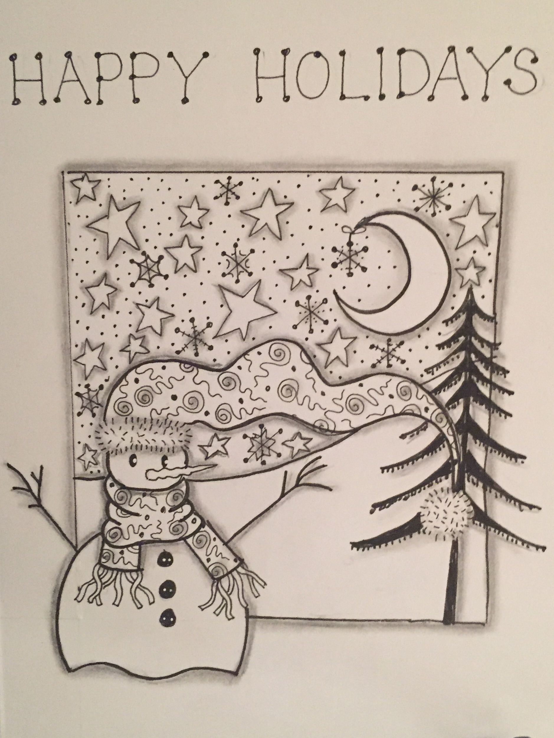 hand drawn christmas card ideas drawing