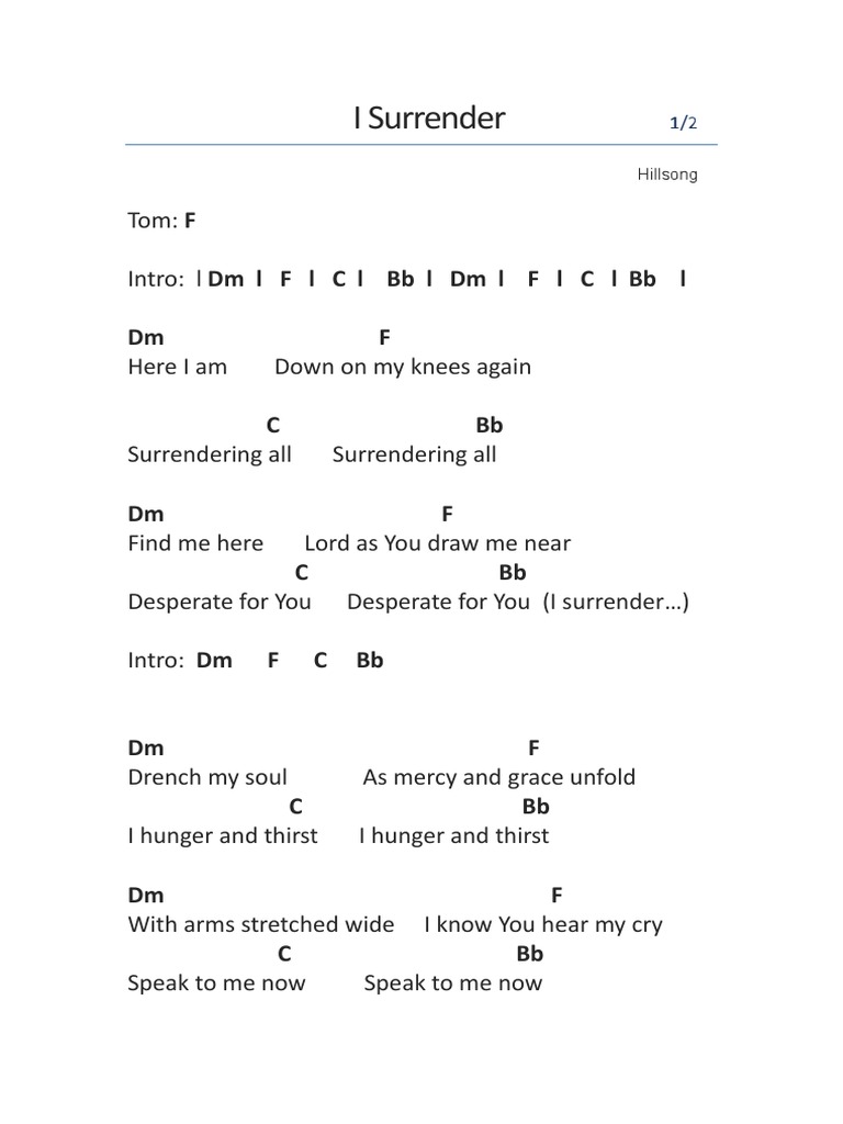 hillsong chords i surrender