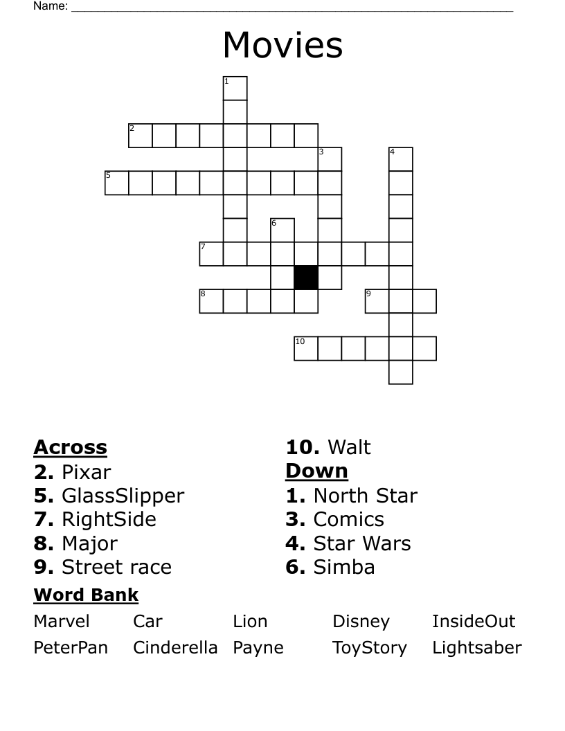 movies crossword clue