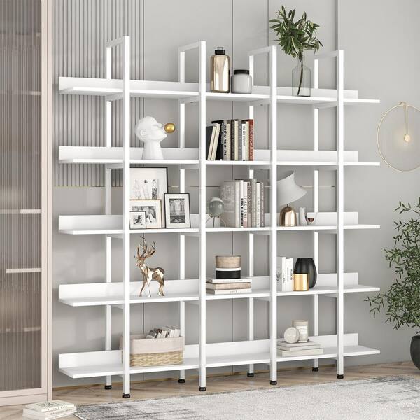 white open bookshelf