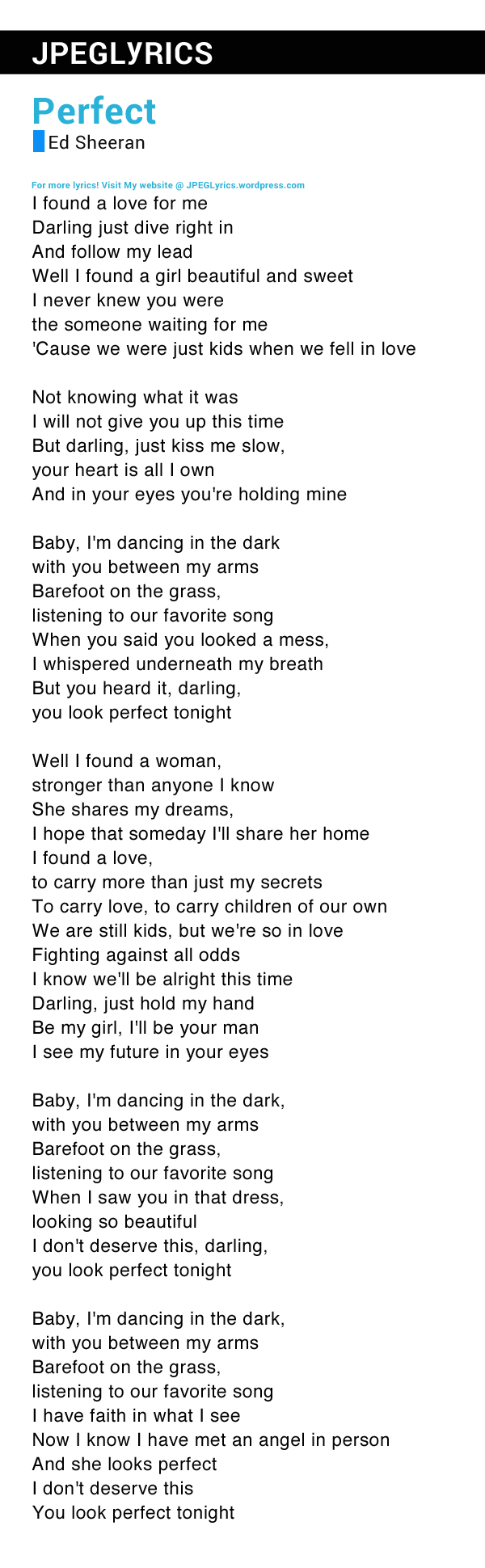 lyrics to ed sheeran perfect