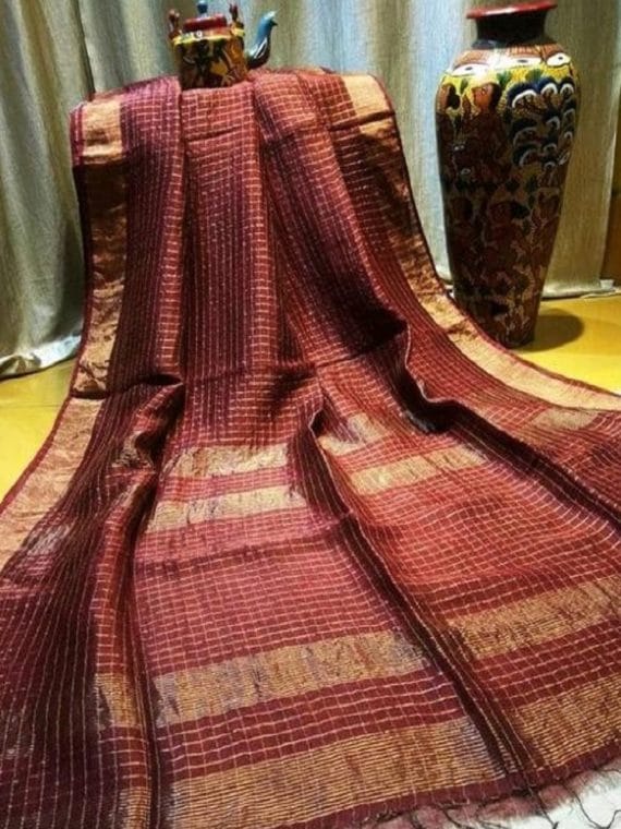 checked sarees online