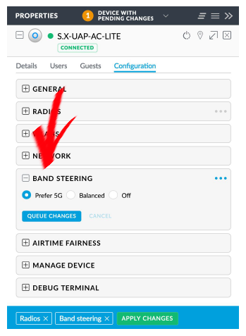 unifi band steering