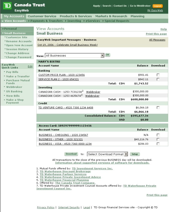 td canada trust personal banking