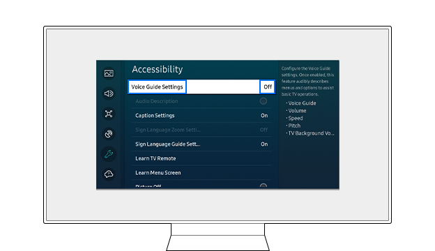 how to turn off the voice on a samsung tv