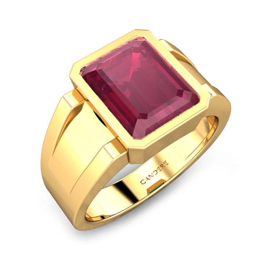 mens gold ring with ruby stone