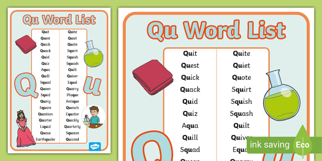 5 letter words with q u