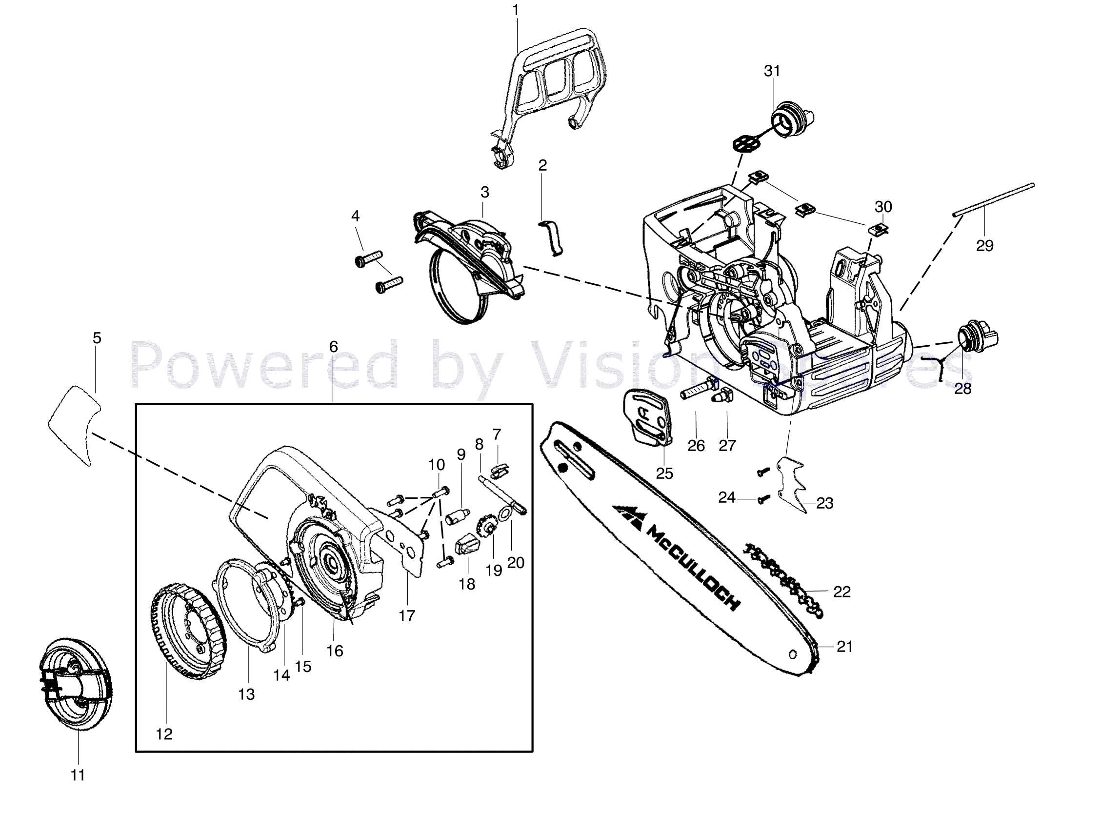 mcculloch chainsaw parts diagram