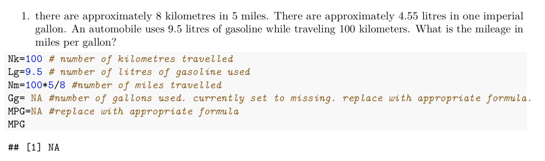 53 miles per gallon in litres