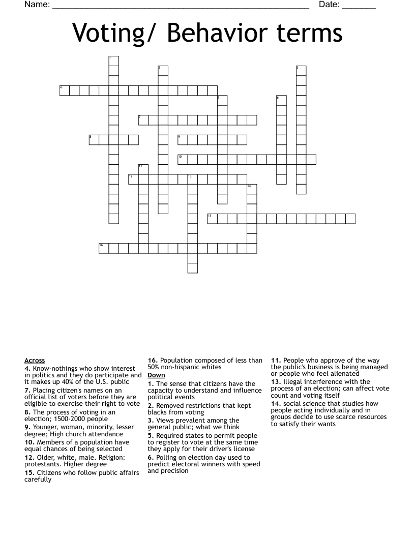 registered voters crossword clue