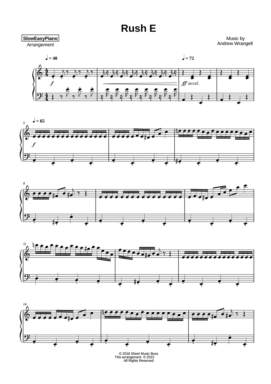 rush e sheet music