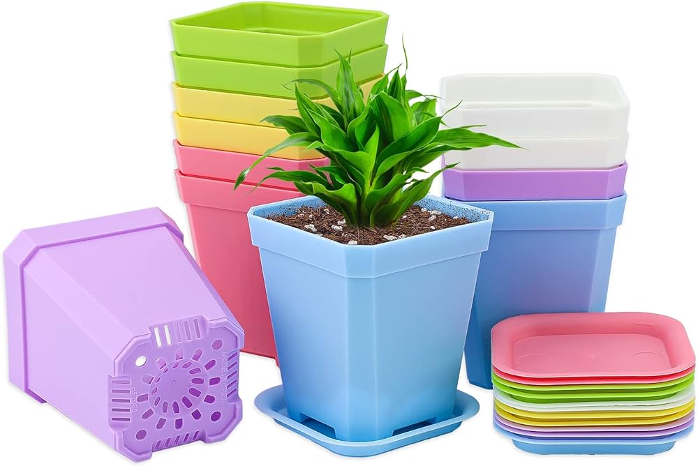 plastic flower pots square