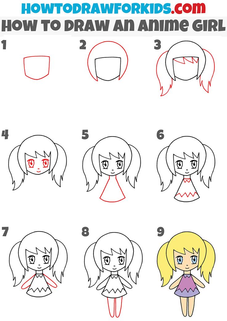 how to draw anime girl step by step