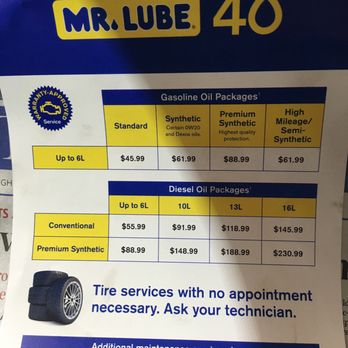 mr lube tire change price